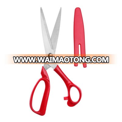 high quality clothing cut plastic red handle sewing scissors